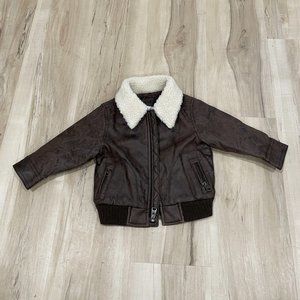 Baby Boy Gap Jacket zip Up Aviator Brown Furry Baby Gap 12-18 Months
